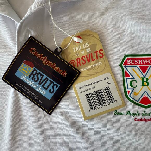 New w Tags RSVLTS Caddyshack Bushwood Breakfast Balls Golf Polo Short Sleeve XL - Picture 7 of 10